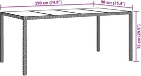 vidaXL Τραπέζι Κήπου Λευκό 190 x 90 x 75 cm συνθετικό ρατάν