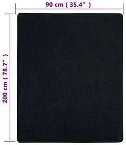 Σεντόνι με Λάστιχο Μαύρα 90 x 200 εκ. Βαμβακερό Ζέρσεϊ - Μαύρο