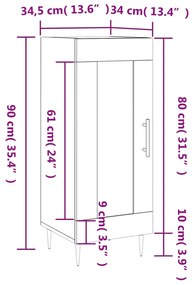 Ντουλάπι Γυαλιστερό Λευκό 34,5x34x90 εκ. Επεξεργασμένο Ξύλο - Λευκό