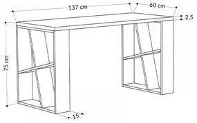 Γραφείο εργασίας Honey Megapap από μελαμίνη χρώμα λευκό - ανθρακί 137x60x75εκ