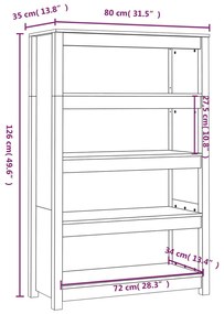 ΒΙΒΛΙΟΘΗΚΗ ΓΚΡΙ 80X35X126 ΕΚ. ΑΠΟ ΜΑΣΙΦ ΞΥΛΟ ΠΕΥΚΟΥ 821686