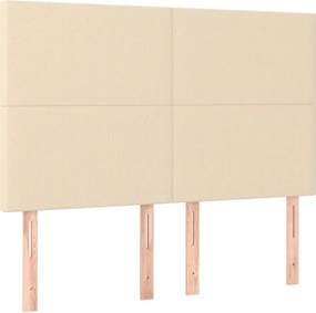 vidaXL Κρεβάτι Boxspring με Στρώμα &amp; LED Κρεμ 140x190 εκ. Υφασμάτινο