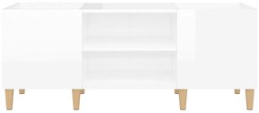 vidaXL Δισκοθήκη Γυαλιστερή Λευκή 121x38x48 εκ. από Επεξεργασμένο Ξύλο