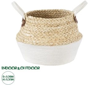 Artificial Garden KIMOLOS 20311 Διακοσμητικό Πλεκτό Καλάθι-Κασπώ Γλάστρα-Flower Pot Μπεζ με Λευκό Φ29cm x Υ30cm Globostar-20311- 20311