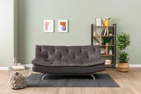 Τριθέσιος Καναπές Κρεβάτι Γκρι NUSIL 63x185x82