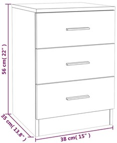 vidaXL Κομοδίνο Γκρι Sonoma 38x35x56 εκ. από Επεξεργασμένο Ξύλο