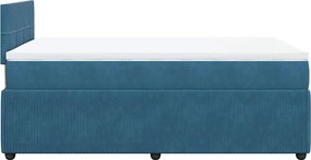 vidaXL Κρεβάτι Boxspring με Στρώμα Μπλε 120x190 εκ. Βελούδινο
