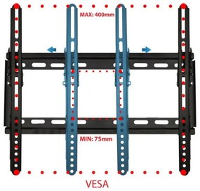 Βάση τηλεόρασης Esperanza ERW006, Βάση τοίχου, 26''-70'', VESA 400x400, Μέγιστο βάρος 30 kg, Μαύρο