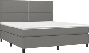 vidaXL Κρεβάτι Boxspring με Στρώμα Σκούρο Γκρι 180x200 εκ Υφασμάτιν