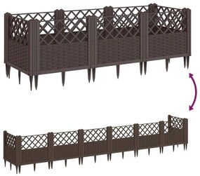 Ζαρντινιέρα με Πασσάλους Καφέ 123,5x43,5x43,5εκ. Πολυπροπυλένιο - Καφέ