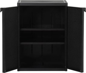 vidaXL Ντουλάπι Αποθήκευσης Κήπου Μαύρο 65x45x88 εκ. από Ρατάν PP