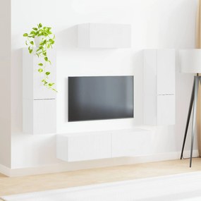 vidaXL Σετ επίπλου τηλεόρασης 4 pcs Υψηλής γυαλάδας λευκό