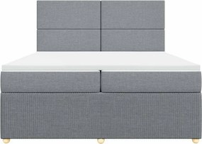 vidaXL Κρεβάτι Boxspring με Στρώμα Ανοιχτό Γκρι 200x200 εκ. Υφασμάτινο
