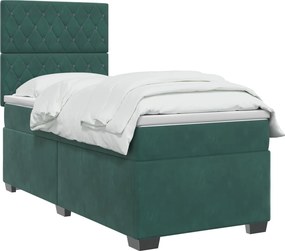 vidaXL Κρεβάτι box spring με στρώμα Σκούρο Πράσινο 100 x 200 cm