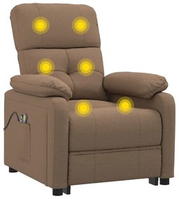 vidaXL Πολυθρόνα Μασάζ Ηλεκτρική Καφέ Υφασμάτινη