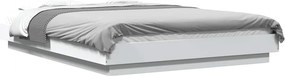 vidaXL Πλαίσιο Κρεβατιού με Φώτα LED Λευκό 140x200 εκ. Επεξ. Ξύλο
