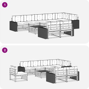 vidaXL Σειρά Καναπέ Εξωτερικού με μαξιλάρι 9 pcs
