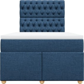 vidaXL Κρεβάτι Boxspring με Στρώμα Μπλε 120x190 εκ. Υφασμάτινο