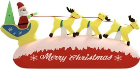 vidaXL Άγιος Βασίλης Έλκηθρο με Ταράνδους Φουσκωτό με LED 145 εκ.