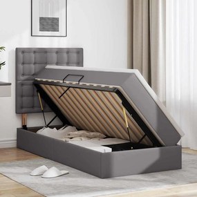 vidaXL Κρεβάτι Αποθήκης με κεφαλάρι Γκρι 90 x 190 cm Τεχνητό Δέρμα