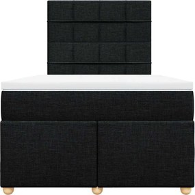 vidaXL Κρεβάτι Boxspring με Στρώμα Μαύρο 120x190 εκ. Υφασμάτινο