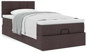 vidaXL Οθωμανικό κρεβάτι με στρώμα σκούρο καφέ 90x190cm ύφασμα