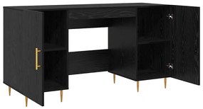 vidaXL Γραφείο με ράφι Μαύρη δρυς 140 x 50 x 75 εκ. Επεξεργασμένο ξύλο
