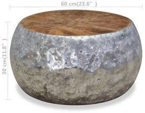 Τραπεζάκι Σαλονιού 60 x 60 x 30 εκ. από Αλουμίνιο / Ξύλο Teak - Ασήμι