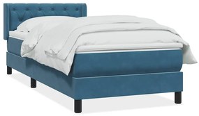 vidaXL Κρεβάτι Boxspring με Στρώμα Σκούρο Μπλε 80x220 εκ. Βελούδινο