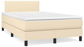 vidaXL Κρεβάτι Boxspring με Στρώμα Κρεμ 120x190 εκ. Υφασμάτινο