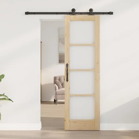 vidaXL Συρόμενη Πόρτα ORKDAL Καφέ 61 x 198.5 εκ. Ξύλο και μέταλλο