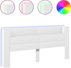 vidaXL Κεφαλάρι με Αποθηκευτικό Χώρο και LED Λευκό 220x16,5x103,5 εκ.