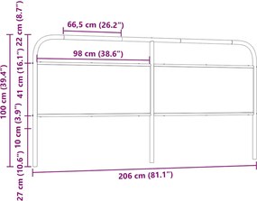 vidaXL Ανταλλακτικό κεφαλάρι Καφέ Δρυς 200 εκ. Ατσάλι/Επεξεργασμένο Ξύλο