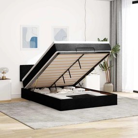 VidaXL Οθωμανικό κρεβάτι με στρώμα Μαύρο 140x190cm Ύφασμα