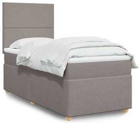 vidaXL Κρεβάτι Boxspring με Στρώμα Taupe 100 x 200 εκ. Υφασμάτινο