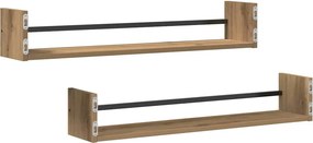 vidaXL Ράφι Τοίχου Επιτοίχιο 2 pcs Artisan Oak 80 x 16 x 14 cm