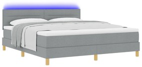 vidaXL Κρεβάτι με Βάση με Στρώμα & LED Ανοιχτό Γκρι 180x200 cm Ύφασμα