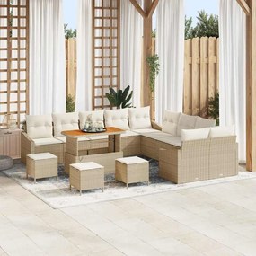 vidaXL Σετ Καναπέ Κήπου με μαξιλάρι 13 pcs Μπεζ Πολυ ράταν