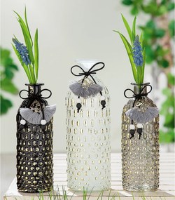 Βάζο ArteLibre Μπουκάλι Γυαλί 7x7x20.5cm Σε 3 Χρώματα