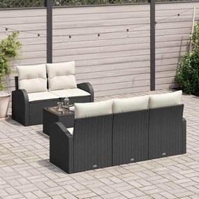 vidaXL Σετ Καναπέ Κήπου με μαξιλάρι 6 pcs Μαύρο, Κρέμα 55 x 55 x 37 εκ