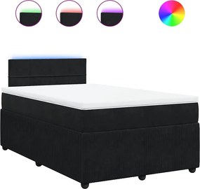 vidaXL Κρεβάτι Boxspring με Στρώμα Μαύρο 120x190 εκ. Βελούδινο