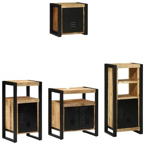 vidaXL Σετ Επίπλων Μπάνιου με ράφι 4 pcs Καφέ Στερεό ξύλο μάνγκο