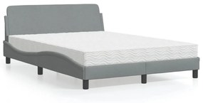 Κρεβάτι με Στρώμα Ανοιχτό Γκρι 120x200 εκ. Υφασμάτινο