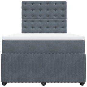 vidaXL Κρεβάτι Boxspring με Στρώμα Σκούρο Γκρι 120x200 εκ. Βελούδινο