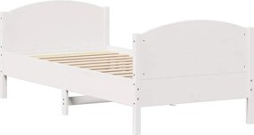 vidaXL Σκελετός Κρεβατιού Χωρίς Στρώμα Λευκό 100x200 εκ. Μασίφ Πεύκο