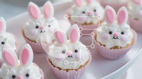 Intra Συλλεκτικό Ξύλινο Παζλ Plywood 4mm - Πασχαλινά Bunny Cupcakes με White Frosting Σε Ξύλινο Κουτί - Διαστάσεις: 10x10 cm – 25 κομμάτια