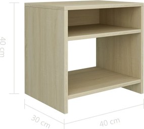 vidaXL Κομοδίνο Χρώμα Sonoma Δρυς 40 x 30 x 40 εκ. από Επεξ. Ξύλο