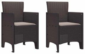 Καρέκλα Κήπου 2 pcs Καφέ 53 x 49 x 85 εκ. PP