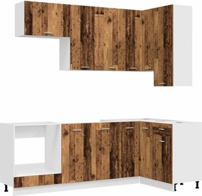 vidaXL Μονάδα κουζίνας LYON 8 pcs Παλαιωμένο ξύλο Επεξεργασμένο Ξύλο