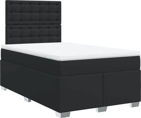 vidaXL Κρεβάτι Boxspring με Στρώμα Μαύρο 120 x 200 εκ. Συνθετικό Δέρμα